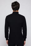 Slim Fit Tam Boğazlı Tüylenme Yapmayan Siyah Erkek Kazak