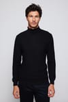 Slim Fit Tam Boğazlı Tüylenme Yapmayan Siyah Erkek Kazak
