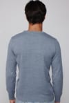 Slim Fit Bisiklet Yaka Kendinden Desenli Erkek Kazak