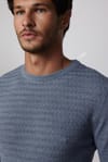 Slim Fit Bisiklet Yaka Kendinden Desenli Erkek Kazak