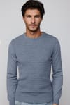 Slim Fit Bisiklet Yaka Kendinden Desenli Erkek Kazak