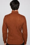 Slim Fit Dar Kesim Tam Balıkçı Yaka Desenli Kahverengi Erkek Triko Triko Kazak