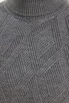 Slim Fit Dar Kesim Tam Balıkçı Yaka Desenli Gri Erkek Triko Kazak