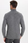 Slim Fit Dar Kesim Tam Balıkçı Yaka Desenli Gri Erkek Triko Kazak