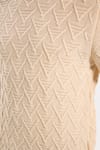 Slim Fit Dar Kesim Tam Balıkçı Yaka Desenli Bej Erkek Triko Kazak