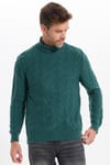 Slim Fit Dar Kesim Tam Balıkçı Yaka Desenli Erkek Triko Kazak