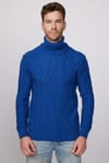 Slim Fit Dar Kesim Tam Balıkçı Yaka Desenli Lacivert Erkek Kazak