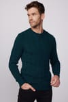 Slim Fit Bisiklet Yaka  Desenli Yeşil Erkek Kazak