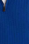 Slim Fit Dar Kesim Dik Yaka Fermuarlı Desenli Saks Mavi Erkek Triko Kazak