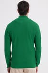 Erkek Slim Fit Dar Kesim Dik Yaka Fermuarlı Yeşil Kazak
