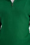 Erkek Slim Fit Dar Kesim Dik Yaka Fermuarlı Yeşil Kazak