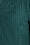 Slim Fit Dar Kesim Dik Yaka Fermuarlı Desenli Yeşil Erkek Triko Kazak