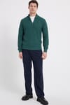Slim Fit Dar Kesim Dik Yaka Fermuarlı Desenli Yeşil Erkek Triko Kazak