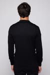 Slim Fit Dar Kesim Polo V Yaka Siyah Erkek Kazak