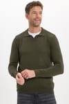 Slim Fit Dar Kesim Polo V Yaka Erkek Kazak