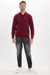 Erkek Standart Fit Normal Kesim Polo V Yaka Bordo Triko Kazak