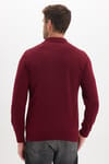 Erkek Standart Fit Normal Kesim Polo V Yaka Bordo Triko Kazak