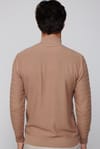 Slim Fit Dar Kesim Yarım Balıkçı Yaka Desenli Tüylenmeyen Bej Erkek Kazak