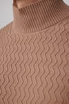 Slim Fit Dar Kesim Yarım Balıkçı Yaka Desenli Tüylenmeyen Bej Erkek Kazak