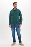 Erkek Slim Fit Dar Kesim Yumuşak Dokulu Desenli Dik Yaka Düğmeli Triko Yeşil Kazak
