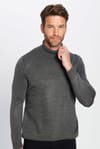 Erkek Slim Fit Dar Kesim Yumuşak Dokulu Tüylenmeyen Gri Tam Balıkçı Yaka Triko Kazak