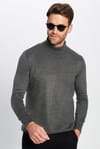 Erkek Slim Fit Dar Kesim Yumuşak Dokulu Tüylenmeyen Gri Tam Balıkçı Yaka Triko Kazak