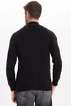 Erkek Slim Fit Dar Kesim Yumuşak Dokulu Tüylenmeyen Siyah Yarım Balıkçı Yaka Triko Kazak