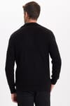 Erkek Slim Fit Dar Kesim Polo Yaka Siyah Kazak
