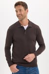 Erkek Standart Fit Normal Kesim Pamuklu Polo Yaka Kahverengi Kazak