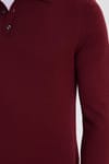 Erkek Standart Fit Normal Kesim Pamuklu Polo Yaka Bordo Kazak