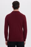 Erkek Standart Fit Normal Kesim Pamuklu Polo Yaka Bordo Kazak