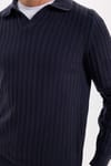 Erkek Standart Fit Normal Kesim Polo Yaka Lacivert Kazak