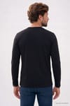 Erkek Slim Fit Dar Kesim Pamuklu Yumuşak Dokulu Bisiklet Yaka Likralı Siyah Sweatshirt