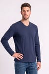 SLIM FIT LONG SLV V NECK PLAIN LYC  T-SHIRT