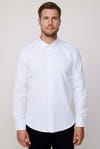 Modern Slim Fit Pamuklu Kolay Ütü Armürlü Erkek Beyaz Gömlek