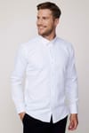 Modern Slim Fit Pamuklu Kolay Ütü Armürlü Erkek Beyaz Gömlek