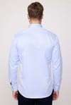 Modern Slim Fit Pamuklu Kolay Ütü Armürlü Erkek Mavi Gömlek