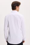 Modern Slim Fit Uzun Kollu Pamuklu Kolay Ütü Armürlü Erkek Beyaz Gömlek