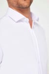 Modern Slim Fit Uzun Kollu Pamuklu Kolay Ütü Armürlü Erkek Beyaz Gömlek
