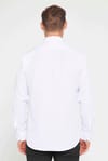 Modern Slim Fit Uzun Kollu Pamuklu Kolay Ütü Armürlü Erkek Beyaz Gömlek