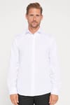 Modern Slim Fit Uzun Kollu Pamuklu Kolay Ütü Armürlü Erkek Beyaz Gömlek