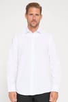 Modern Slim Fit Uzun Kollu Pamuklu Kolay Ütü Armürlü Erkek Beyaz Gömlek