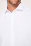 Modern Slim Fit Uzun Kollu Pamuklu Kolay Ütü Armürlü Erkek Beyaz Gömlek