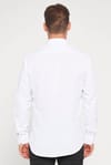 Modern Slim Fit Uzun Kollu Pamuklu Kolay Ütü Armürlü Erkek Beyaz Gömlek