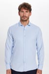 Modern Slim Fit Pamuklu Kolay Ütü Armürlü Erkek Gömlek