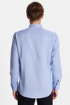 Modern Slim Fit Uzun Kollu Pamuklu Kolay Ütü Armürlü Mavi Erkek Gömlek
