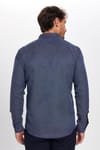 Modern Slim Fit Uzun Kollu Pamuklu Kolay Ütü Armürlü Erkek Lacivert Gömlek