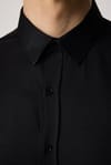 Modern Slim Fit Pamuklu Kolay Ütü Armürlü Erkek Siyah Gömlek