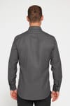 Modern Slim Fit Uzun Kollu Pamuklu Kolay Ütü Armürlü Erkek Gri Gömlek