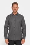 Modern Slim Fit Uzun Kollu Pamuklu Kolay Ütü Armürlü Erkek Gri Gömlek